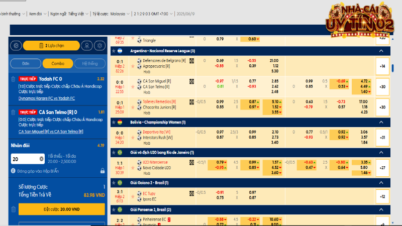 Theo dõi biến động odds